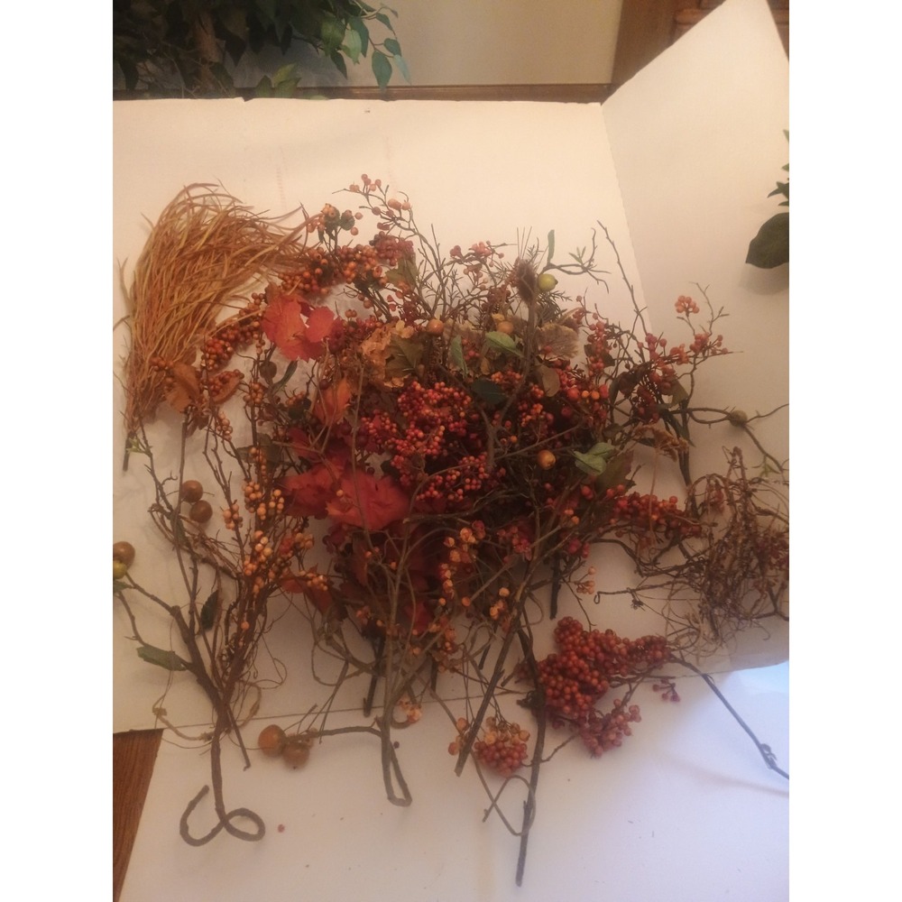 Very Large Lot Of Artificial Fall Decorative Berries & Leaves For Various...